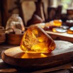 Amber, A gemstone of golden warmth, cherished for its timeless beauty and ancient origins.